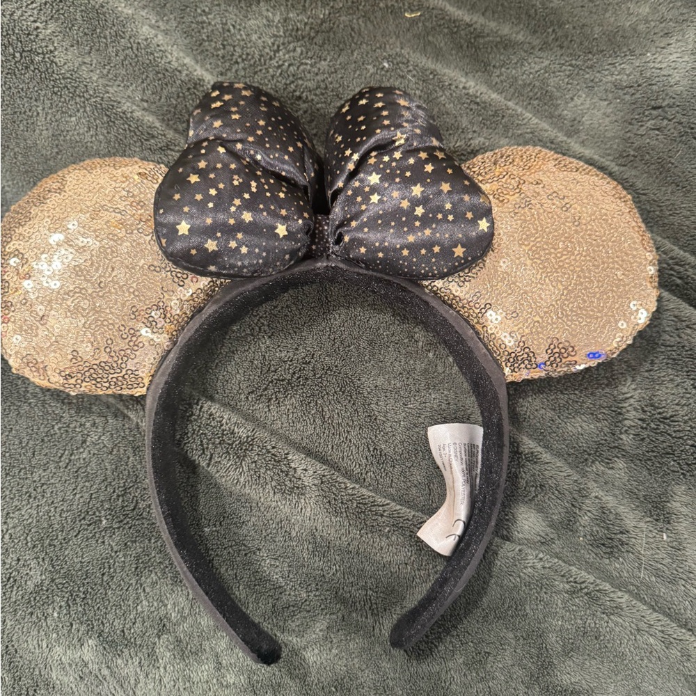 Black and gold sequined Mickey Minnie ears headband